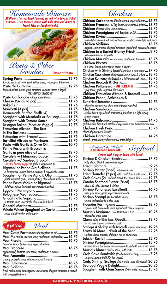 Click here for a printable Soprano's Hammonton Pizza PDF Menu